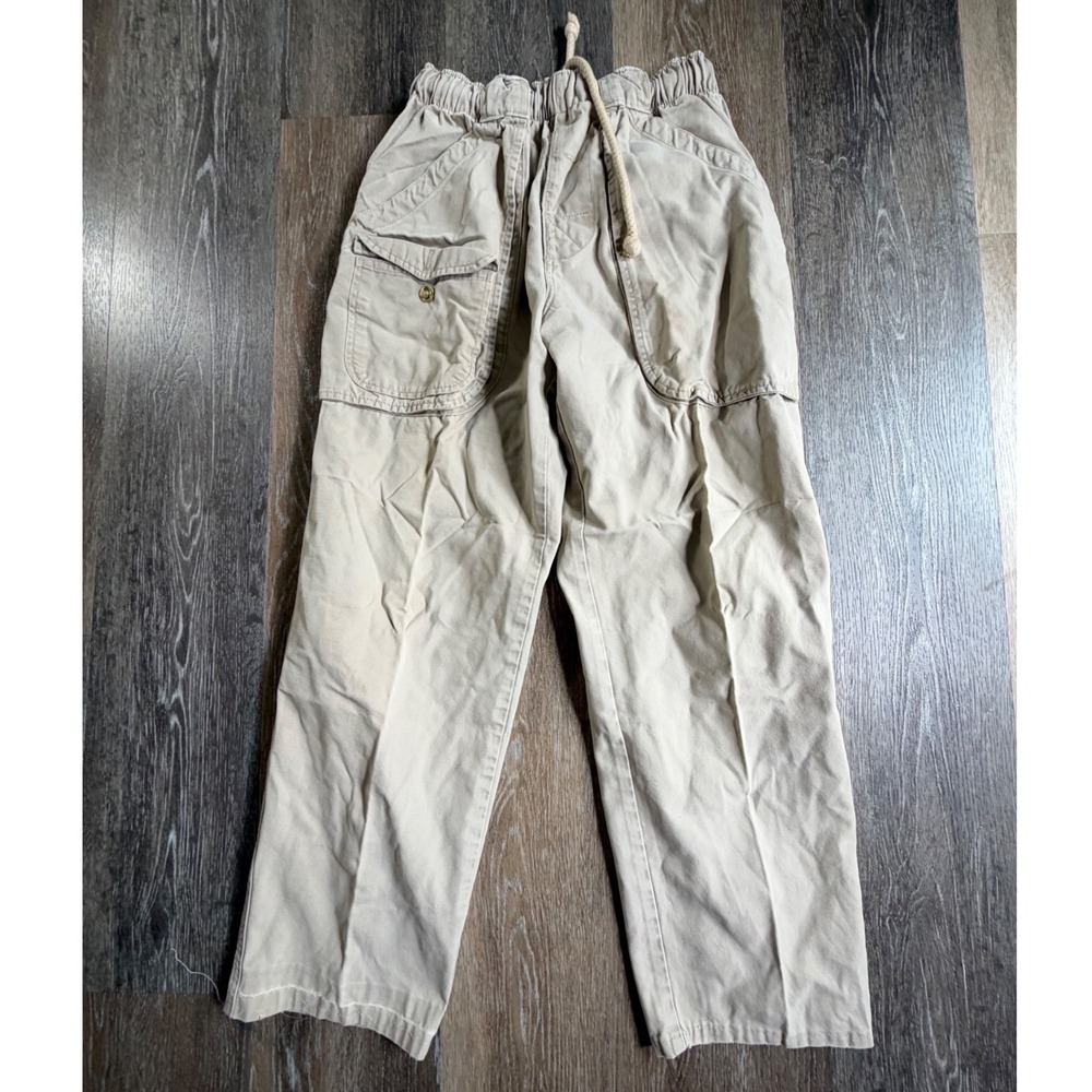 Ocean Pacific Cargo Pants Kids Small Tan Cotton Elastic Waist Rope Drawstring